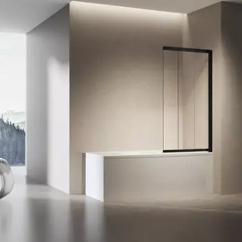 Шторка для ванны Vincea 90x140 VSB-6E900CLB-R стекло прозрачное, профиль черный