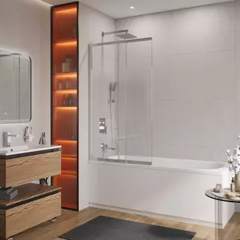 Шторка на ванну Cezares SLIDER 100x150 SLIDER-FIX-VF-11-100/150-C-Cr стекло прозрачное, профиль хром