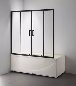 Душевая шторка на ванну Taliente 170x140 см TA-1714CB стекло прозрачное, профиль черный