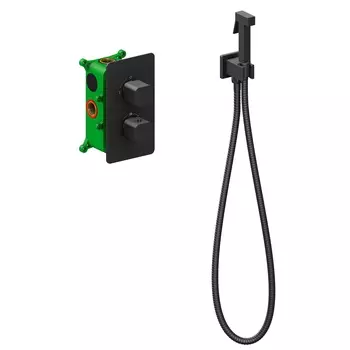 Гигиенический душ со смесителем Timo Petruma 5089/03SM черный, с термостатом и внутренней частью