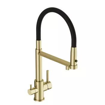Смеситель для кухни Cersanit Zen A68251 с гибким изливом, золотой