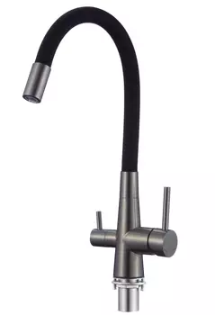 Смеситель для кухни Esko Coral CL03GMB с гибким изливом, графит, черный