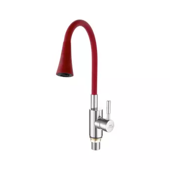 Смеситель для кухни Fashun A4053+B16 хром, красный