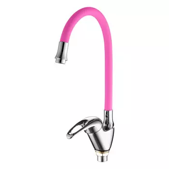 Смеситель для кухни Fashun A4403+A7255 хром, розовый