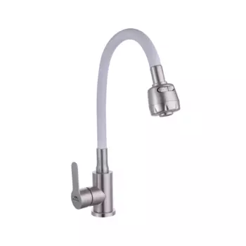 Смеситель для кухни Fashun A54101+N7346 сатин, белый