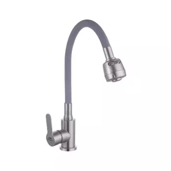 Смеситель для кухни Fashun A54101+N7347 сатин, серый