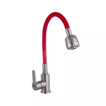 Смеситель для кухни Fashun A54101+N7348 сатин, красный