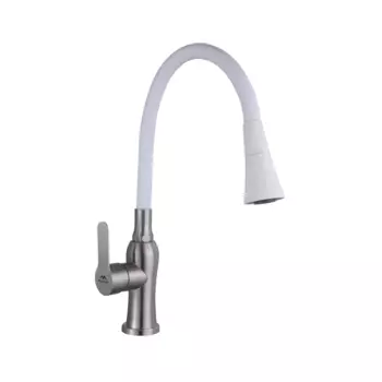 Смеситель для кухни Fashun A54801+N7356 сатин, белый