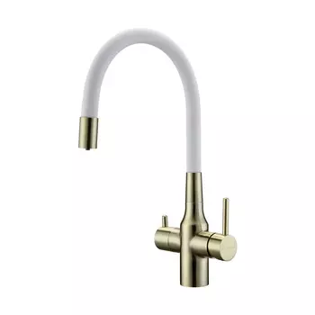 Смеситель для кухни Paulmark Salix 213419-BRw белый, бронза