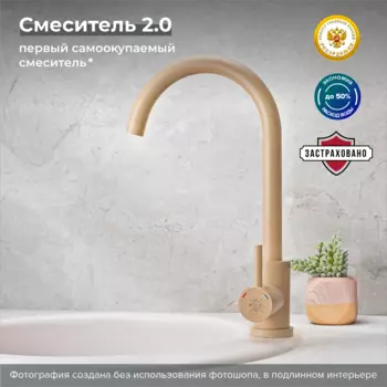 Смеситель для кухни РМС SUS124BNK-017F бежевый