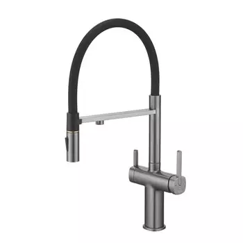 Смеситель для кухни Rose R358T с подключением фильтра воды, оружейная сталь