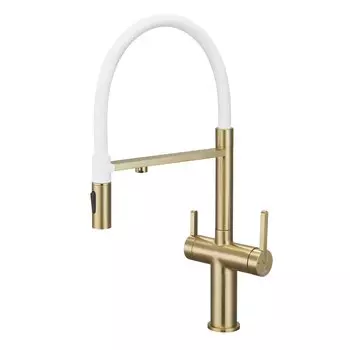 Смеситель для кухни Rose R458G с подключением фильтра воды, золотой сатин
