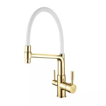 Смеситель для кухни Rose R658E с гибким изливом золото