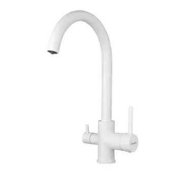 Смеситель для кухни Shevanik S128C с подключением фильтра, белый