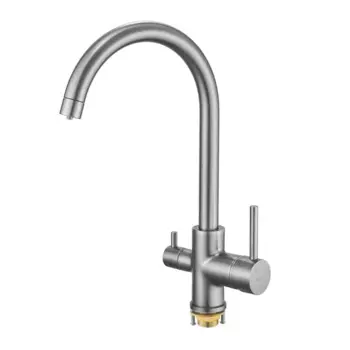 Смеситель для кухни Shevanik S128T с подключением фильтра, оружейная сталь