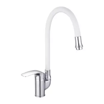 Смеситель для кухни Shevanik S5543-1 с гибким изливом, хром, белый