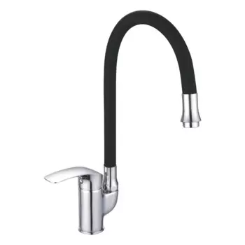 Смеситель для кухни Shevanik S5543-3 с гибким изливом, хром, черный