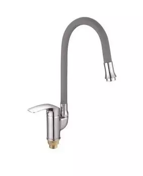 Смеситель для кухни Shevanik S5543-9 с гибким изливом, хром, серый