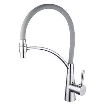 Смеситель для кухни Shevanik S743-9 с гибким изливом, хром, серый