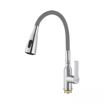 Смеситель для кухни Shevanik S843-9 с гибким изливом, хром, серый