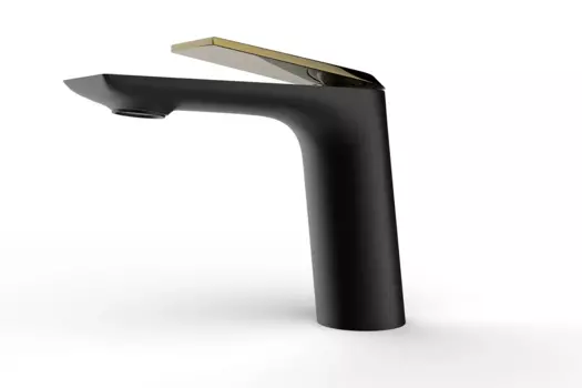 Смеситель для раковины Arrow AMP1145H черный матовый, золотая ручка