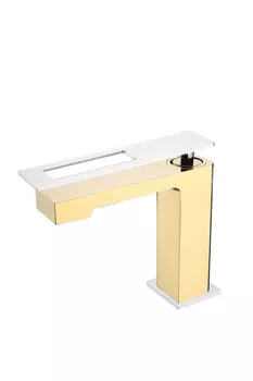 Смеситель для раковины Boheme Q GoldChrome 141-GCR золото, белый