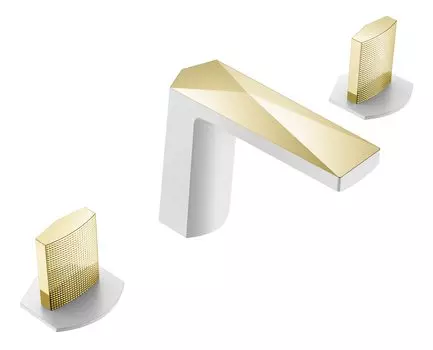 Смеситель для раковины Boheme Venturo 150-WG-TOUCH белый, золото