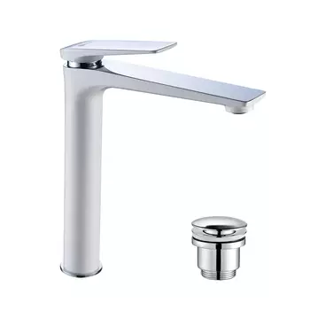 Смеситель для раковины Lemark Allegro LM5909CW с донным клапаном, белый, хром