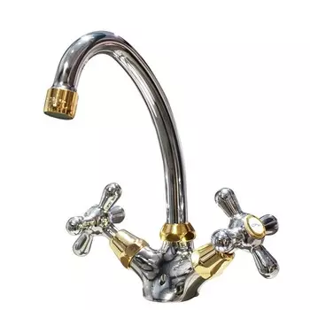 Смеситель для раковины Paini Liberty 17CR250OR с донным клапаном, хром, золото