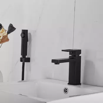 Смеситель для раковины с гигиеническим душем Shevanik S8271H черный