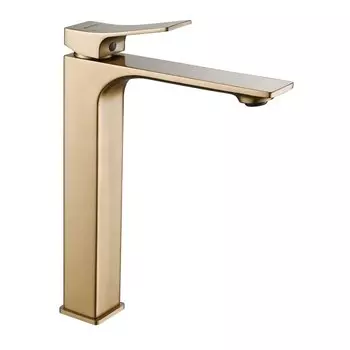 Смеситель для раковины Shevanik S6111G высокий, золотой сатин