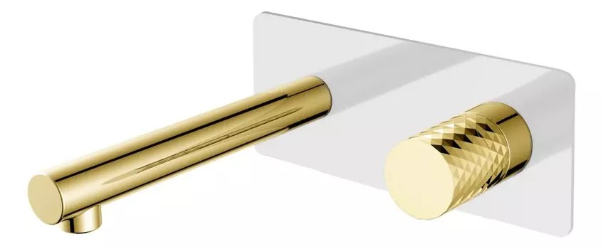 Смеситель для раковины Boheme Stick 125-WG белый, золото