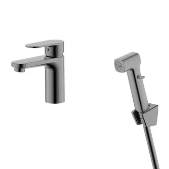 Смеситель для унитаза Aquatek Ника AQ1812BGM с гигиеническим душем, оружейная сталь