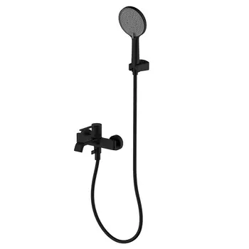 Смеситель для ванны AQUAme Asti AQM6412MB с душевой лейкой, черный матовый