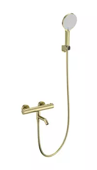 Смеситель для ванны c душем WONZON & WOGHAND INN WW-B2065-A1-BG с термостатом и изливом, золото