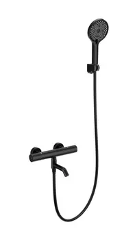 Смеситель для ванны c душем WONZON & WOGHAND INN WW-B3013-A1-MB с термостатом и изливом, черный