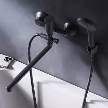 Смеситель для ванны и душа Am.Pm X-Joy S F85B90122 черный с длинным изливом