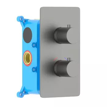 Смеситель для ванны и душа Aquatek Европа AQ1391BGM термостатический, оружейная сталь