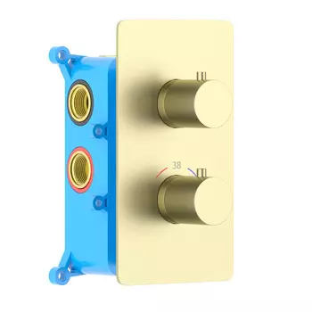 Смеситель для ванны и душа Aquatek Европа AQ1393BG термостатический, 3 режима, золото шлифованное