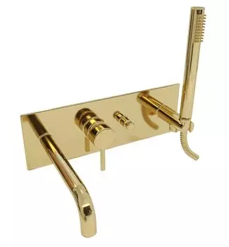 Смеситель для ванны и душа Paffoni Light LIG001HG золото медовое со встраиваемой частью