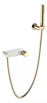 Смеситель для ванны с душем Boheme Stick 123-WG белый, ручка diamond gold
