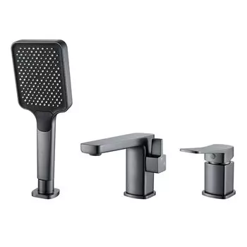 Смеситель для ванны Shevanik S9912T с душевой лейкой, оружейная сталь