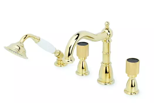 Смеситель на борт ванны Boheme Royal Cristal 395-Royal/CRST black золото