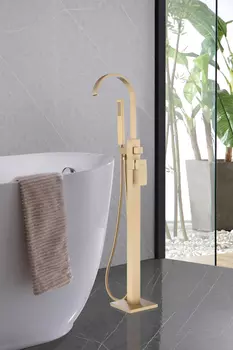 Смеситель напольный для ванны Abber Wasserfall AF8615G золото матовое