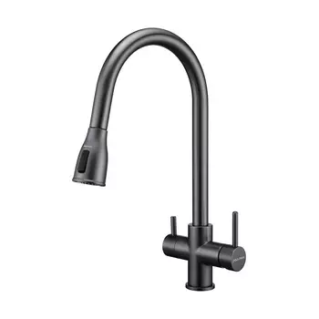 Смеситель с дозатором Paulmark Lange La214212-GM+D003-GM вороненая сталь