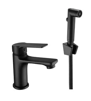 Смеситель для раковины с гигиеническим душем Esko Singapore black SB 27H черный матовый