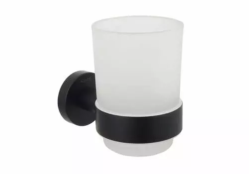 Стакан для зубных щеток Aquatek Вега AQ4004MB черный матовый, матовое белое стекло