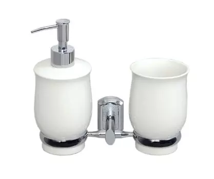 Стакан для зубных щеток Wasserkraft K-24189 с диспенсером, белый, хром