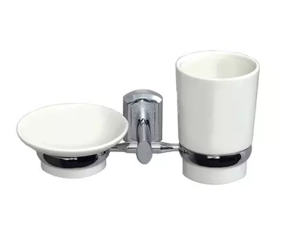 Стакан для зубных щеток Wasserkraft K-28126 с мыльницей, белый, хром