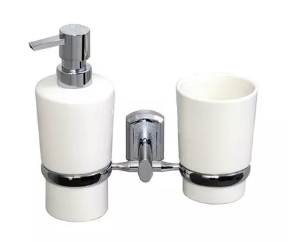 Стакан для зубных щеток Wasserkraft K-28189 с диспенсером, белый, хром
